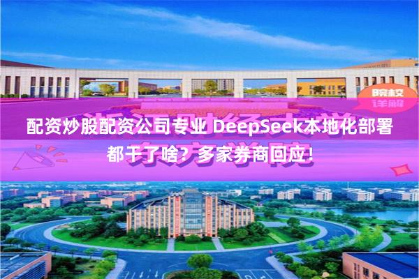 配资炒股配资公司专业 DeepSeek本地化部署都干了啥？多家券商回应！